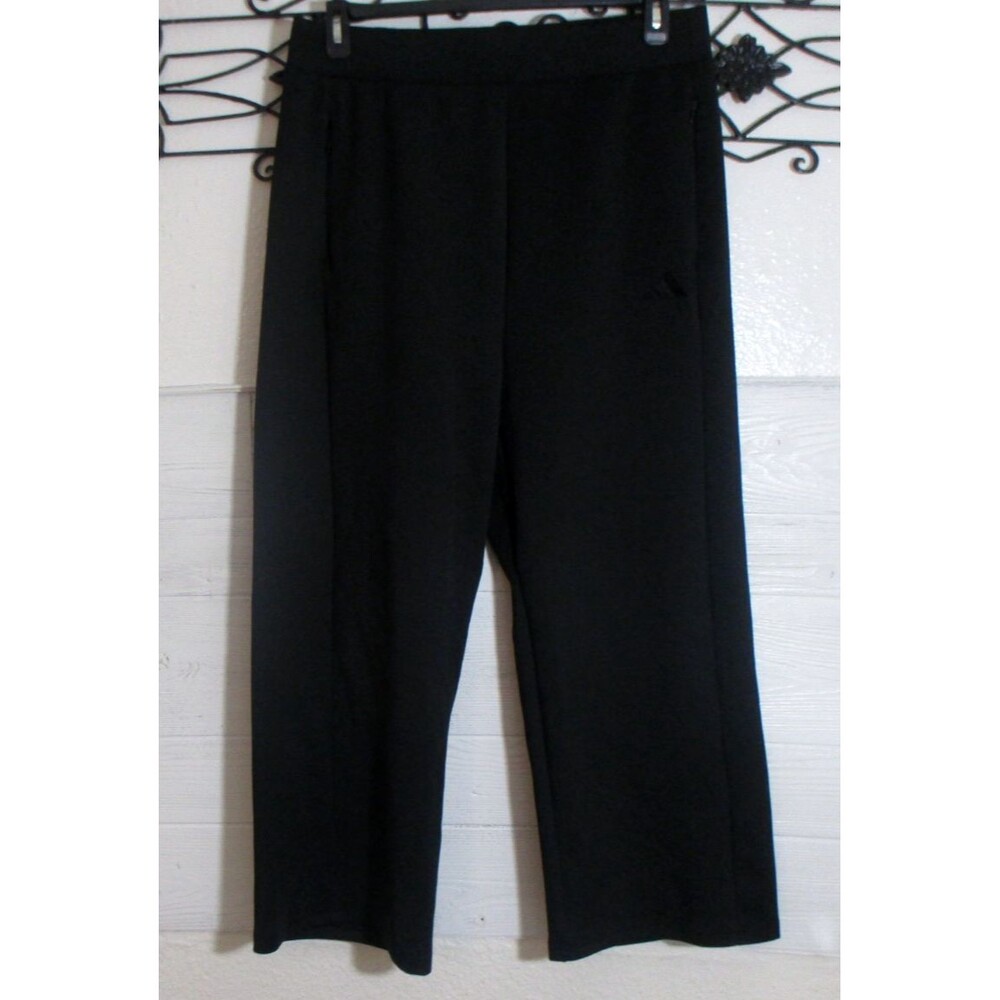 Adidas Women's Activewear Wide Leg Pants Size XL Black Zip Pockets